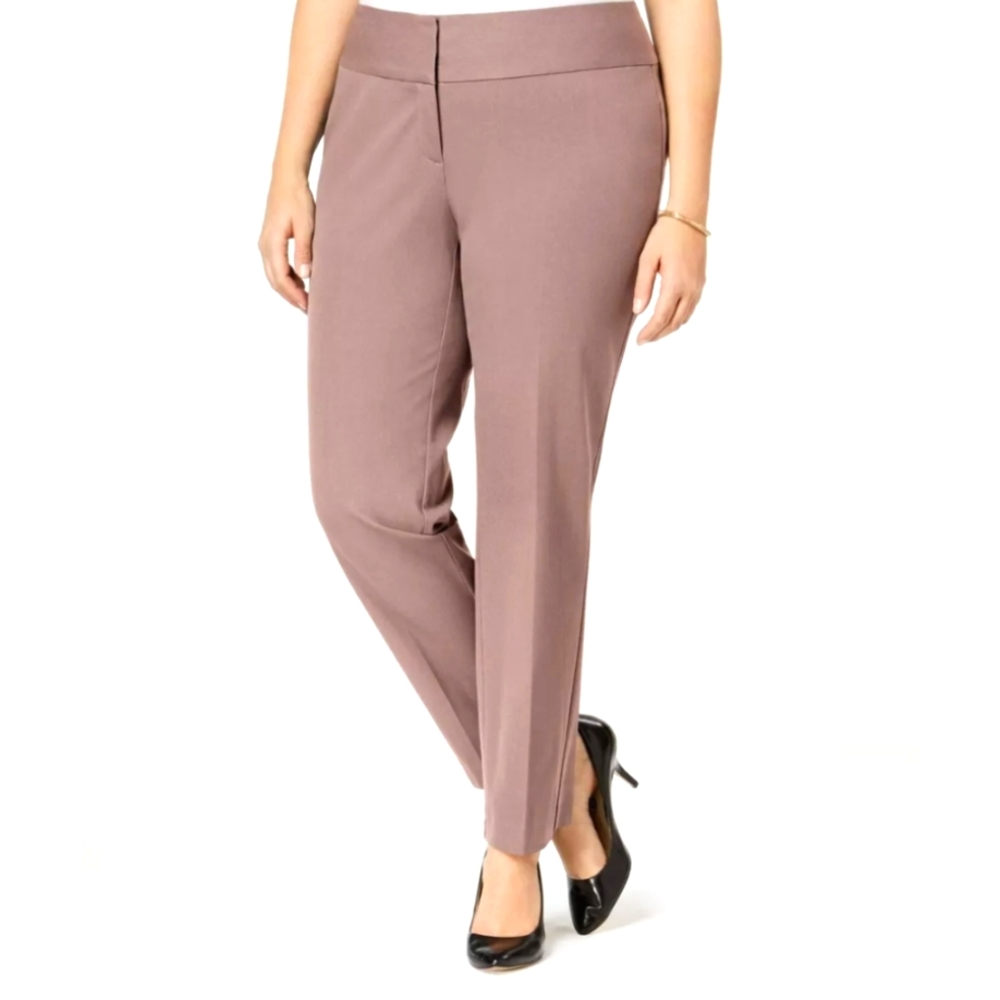 Pants -NWT Alfani Women's Plus Size Slim Leg Tummy-Control Pants Pottery Clay S…